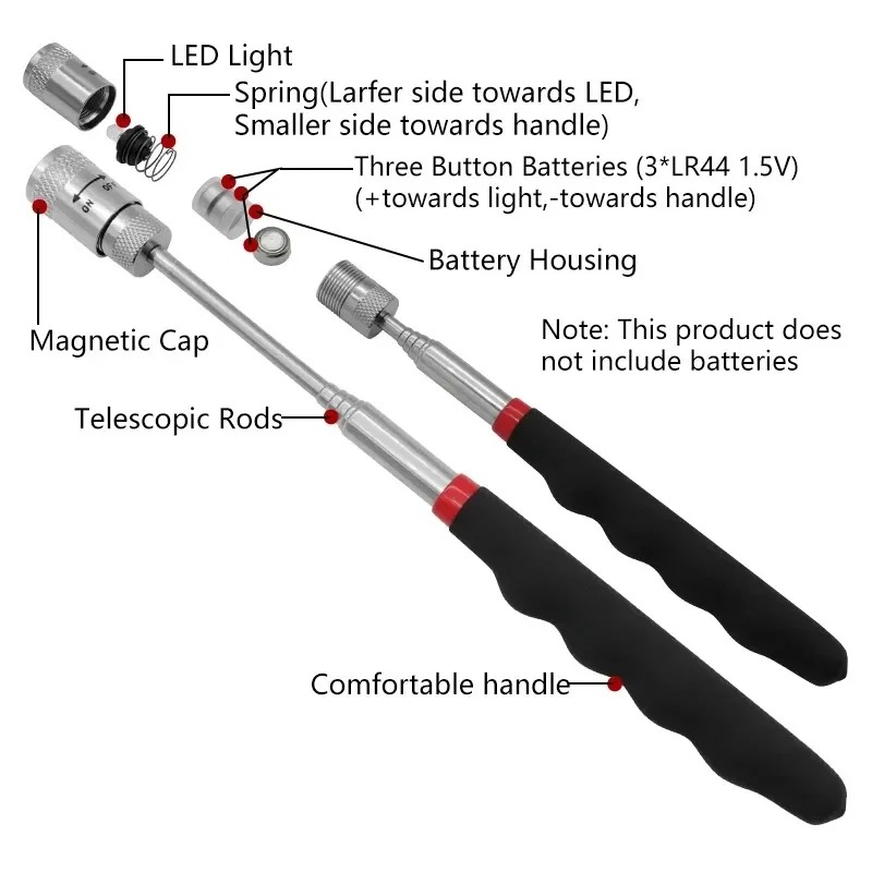 Pen Holder Magnetic - Pena Magnetik Teleskopik dengan Lampu LED,