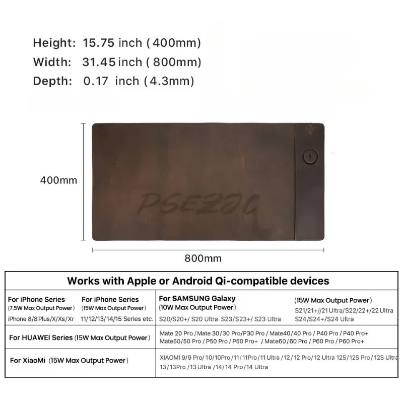 Alas meja komputer kulit sapi  - Mouse Charging Pad ulasan dan harga