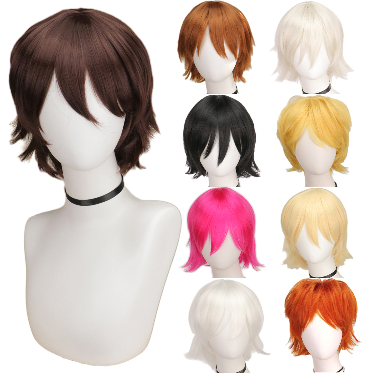 QQXCAIW Wig Pria Hitam Putih U - Tech Accessories For Men ulasan dan harga